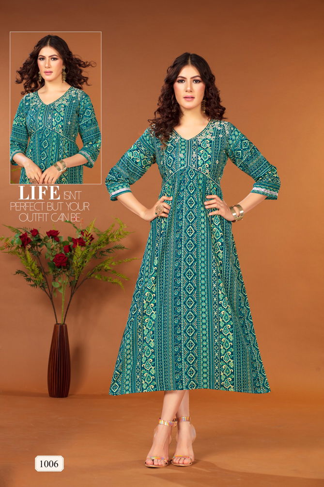 Muskan By Viyaa Aliya Cut Long Printed Kurtis Catalog
